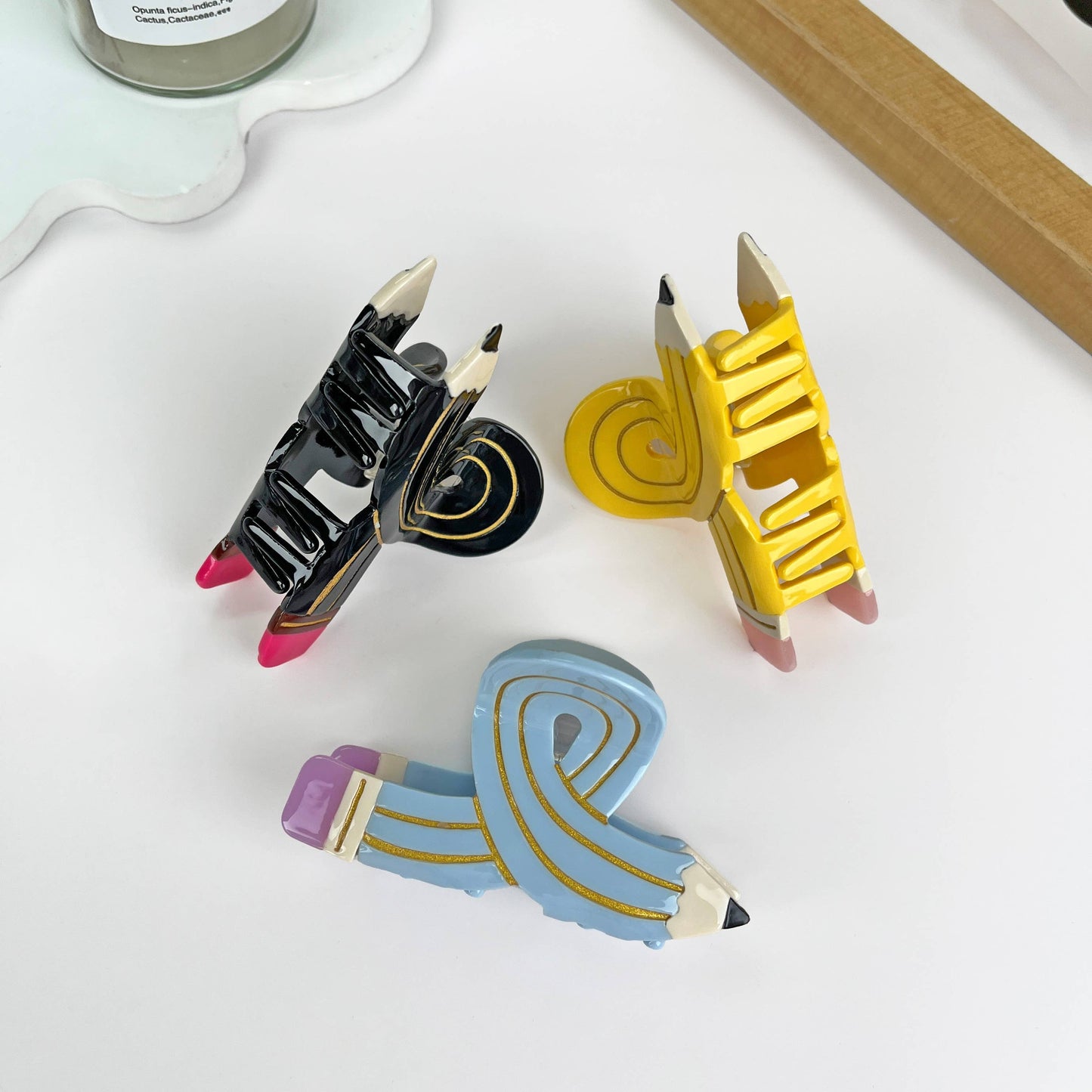 mildstyles - Acetate pencil hair claw clip: Yellow