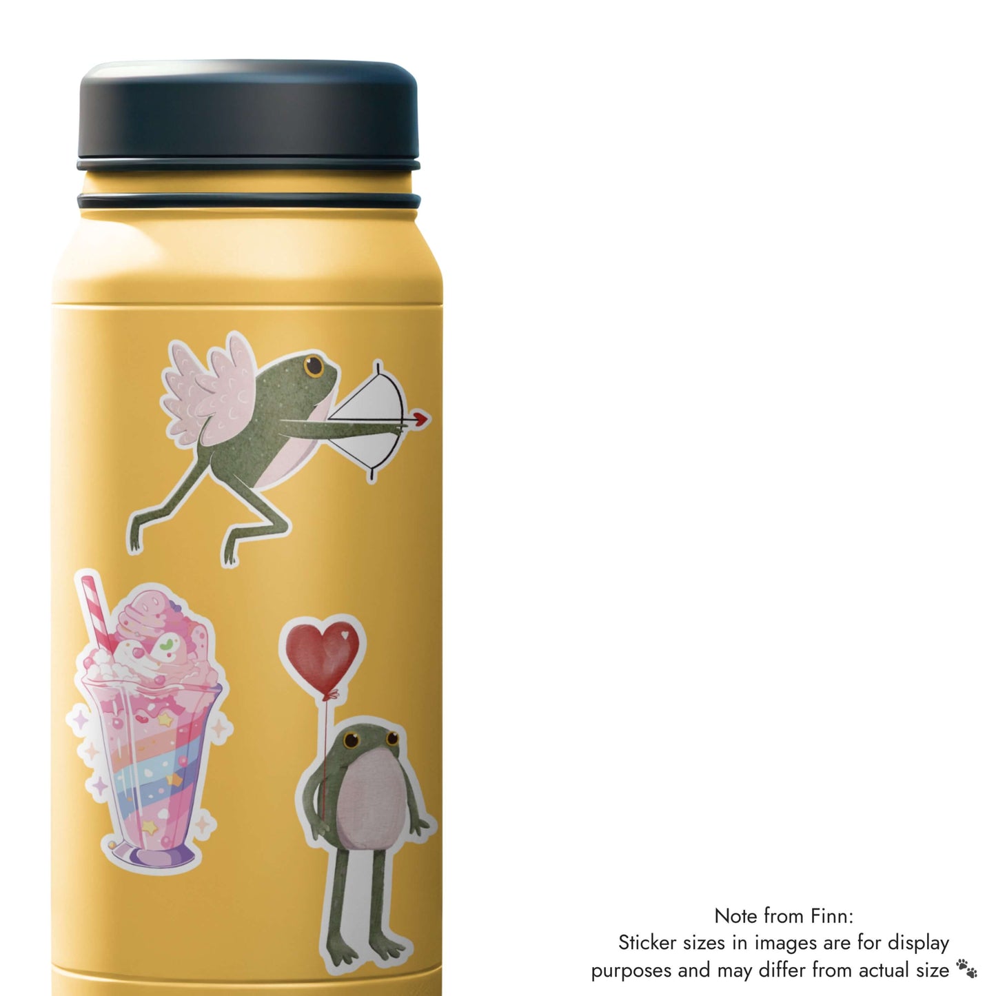 Stick With Finn - Cupid Frog Sticker: 3 x 2.63 in