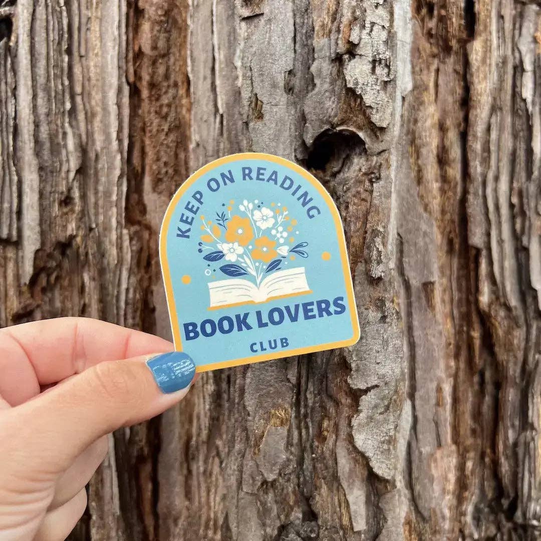 Stick With Finn - Keep On Reading Book Lover's Club Sticker: 2.37 x 2.7 in