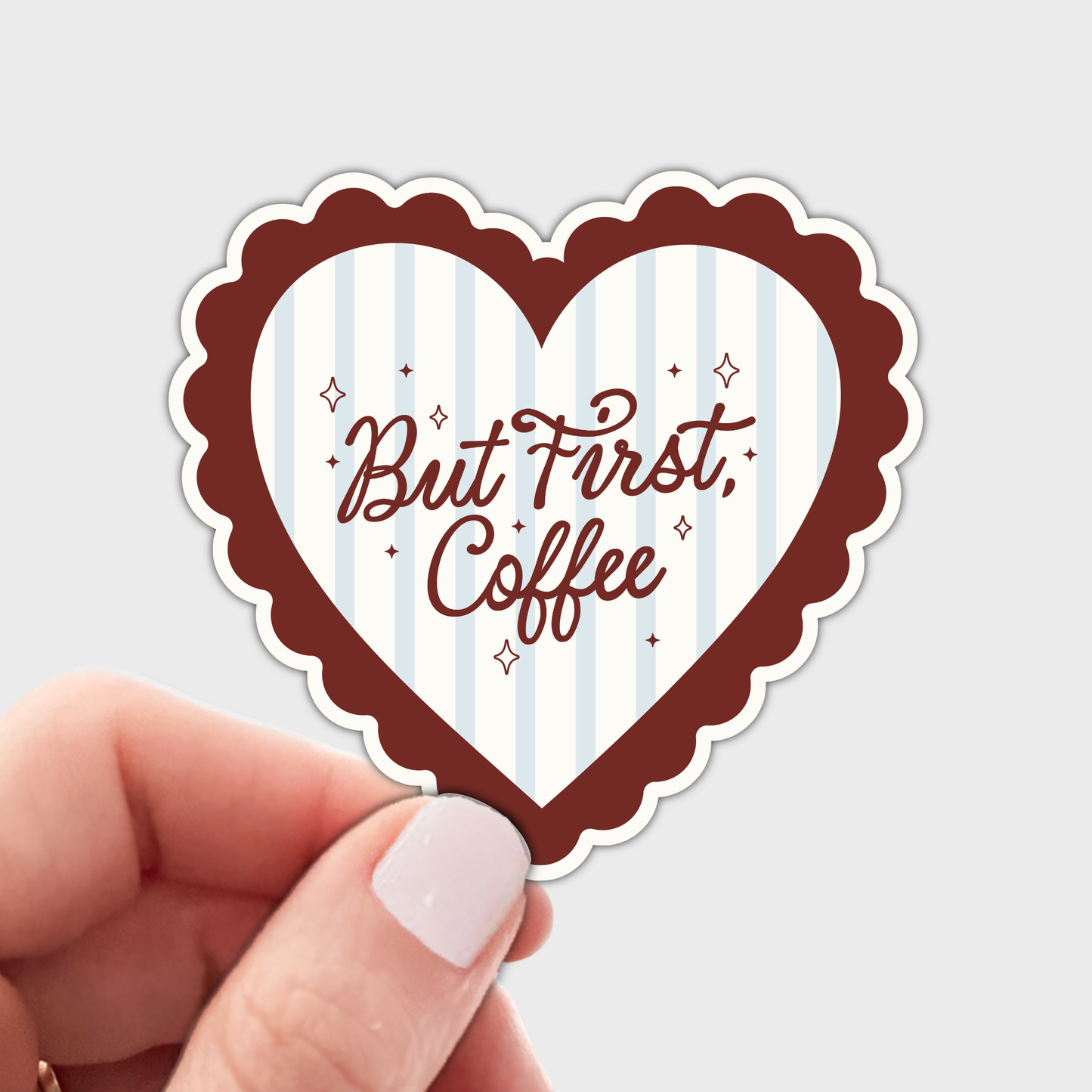 Yarnival - But First, Coffee Sticker - shop, coquette, cafe, women
