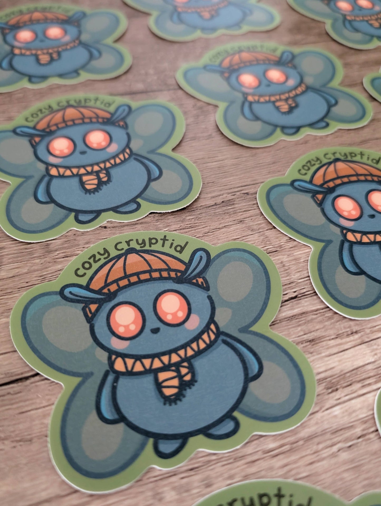 Sadsquatch - Cozy Cryptid - Cute Fall Attire Mothman Vinyl Sticker