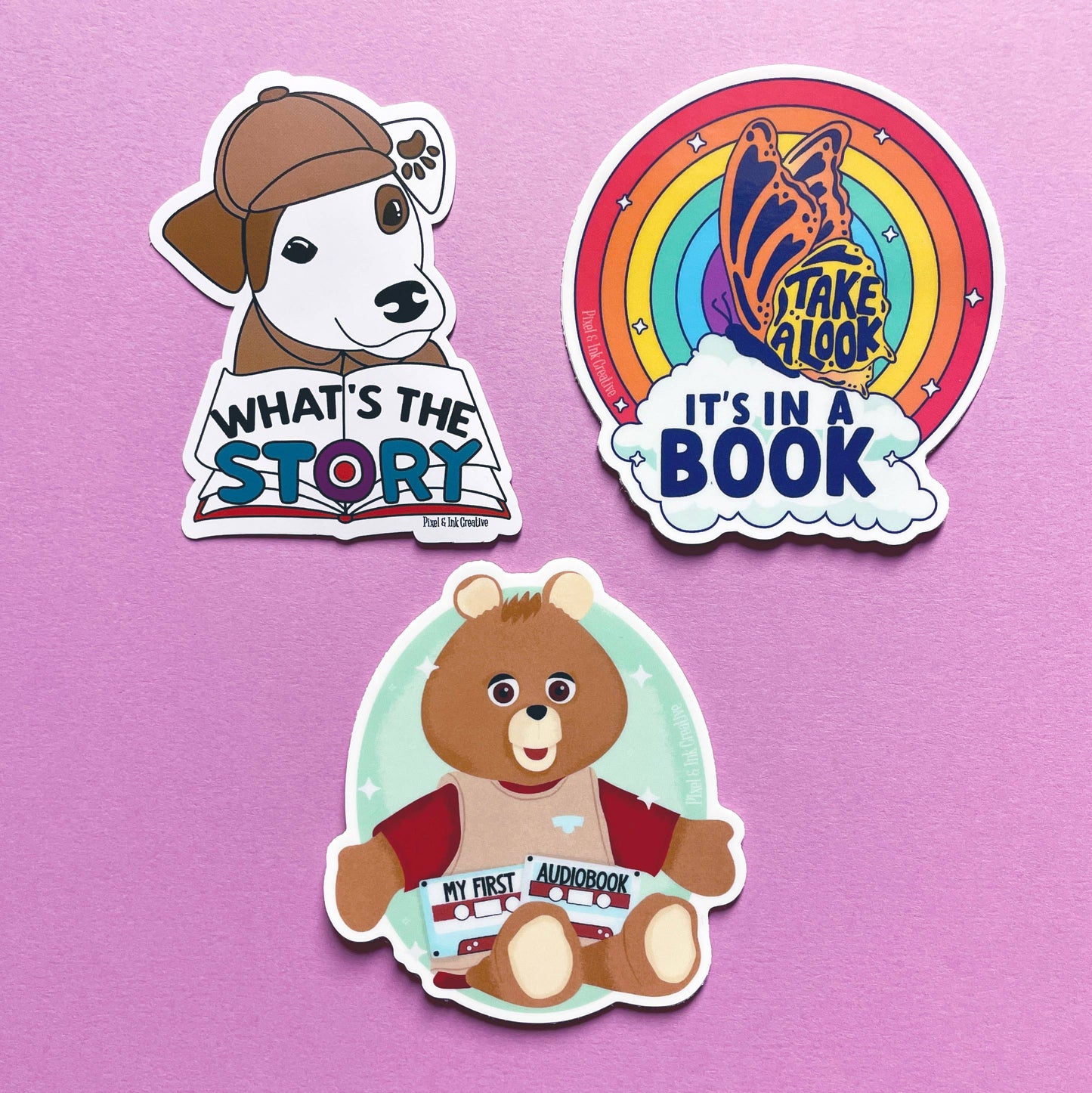 Pixel & Ink Creative - It's In A Book Rainbow Reading Sticker | Pop Culture Gifts