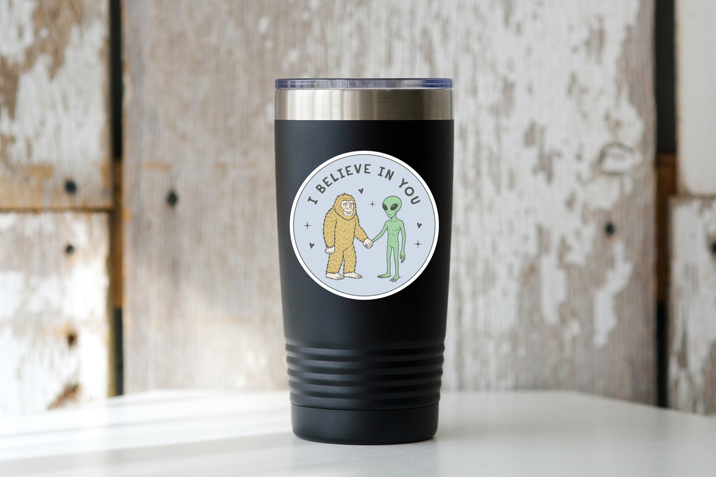 Yarnival - I Believe in You Sticker - bigfoot, alien, nature, funny