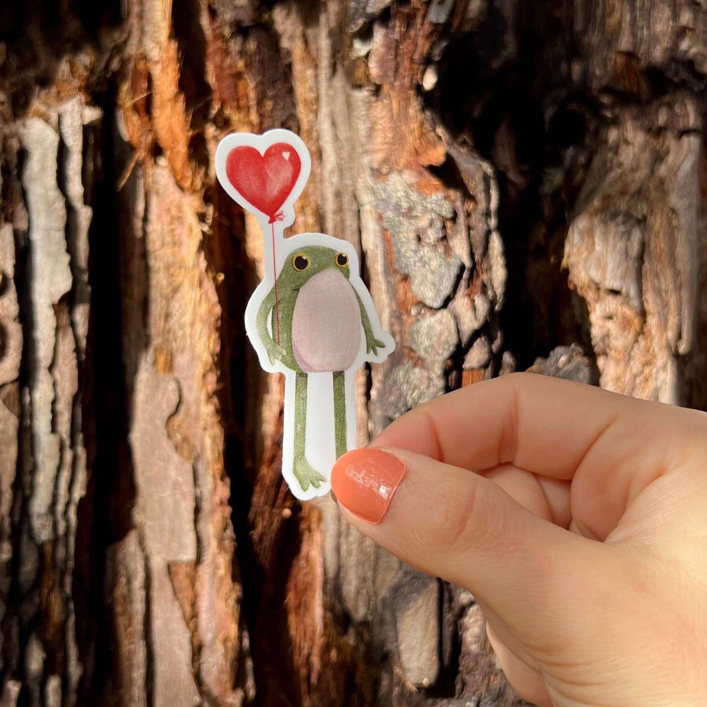 Stick With Finn - Hopeful Valentine Frog Sticker: 1.4 x 3