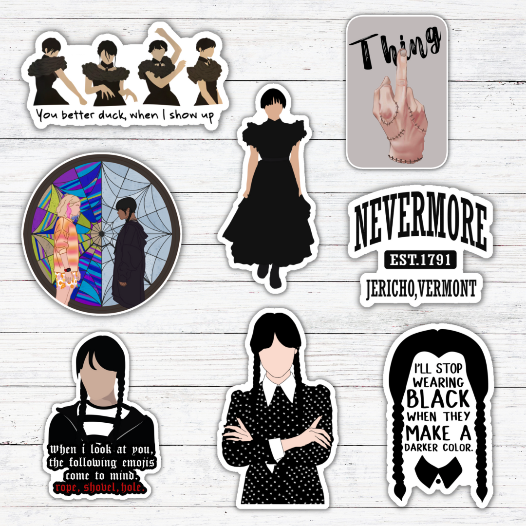 Oily Graphic Creations - Stained Glass-Wednesday Addams Sticker/Magnet: Matte Vinyl