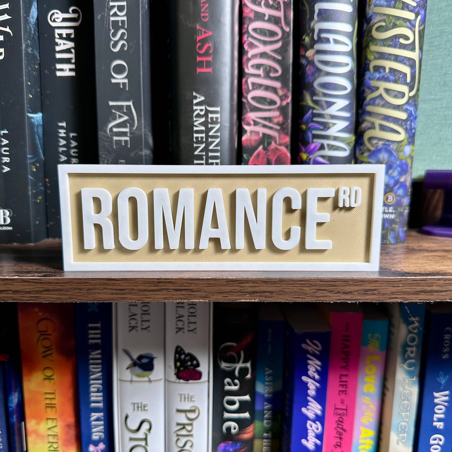 The Crafted Nook - Romance Street Sign | Bookshelf Decor: Magenta