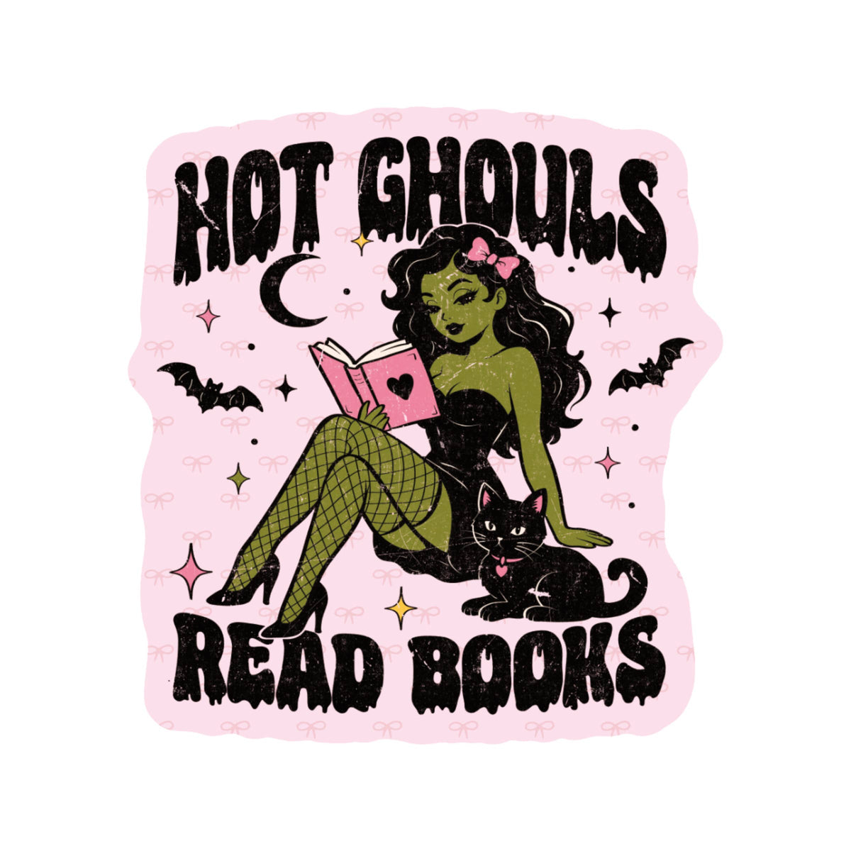 Juju and Moxie - Hot Ghouls Read Books Halloween High Quality Vinyl Sticker