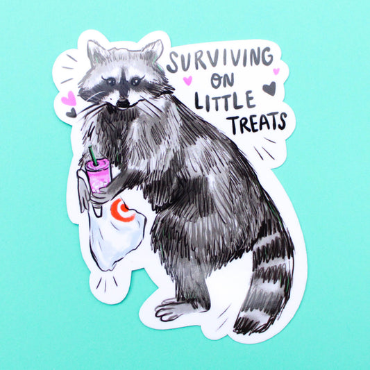 Amy Hartelust Art and Illustration - Little Treat Raccoon Vinyl Sticker