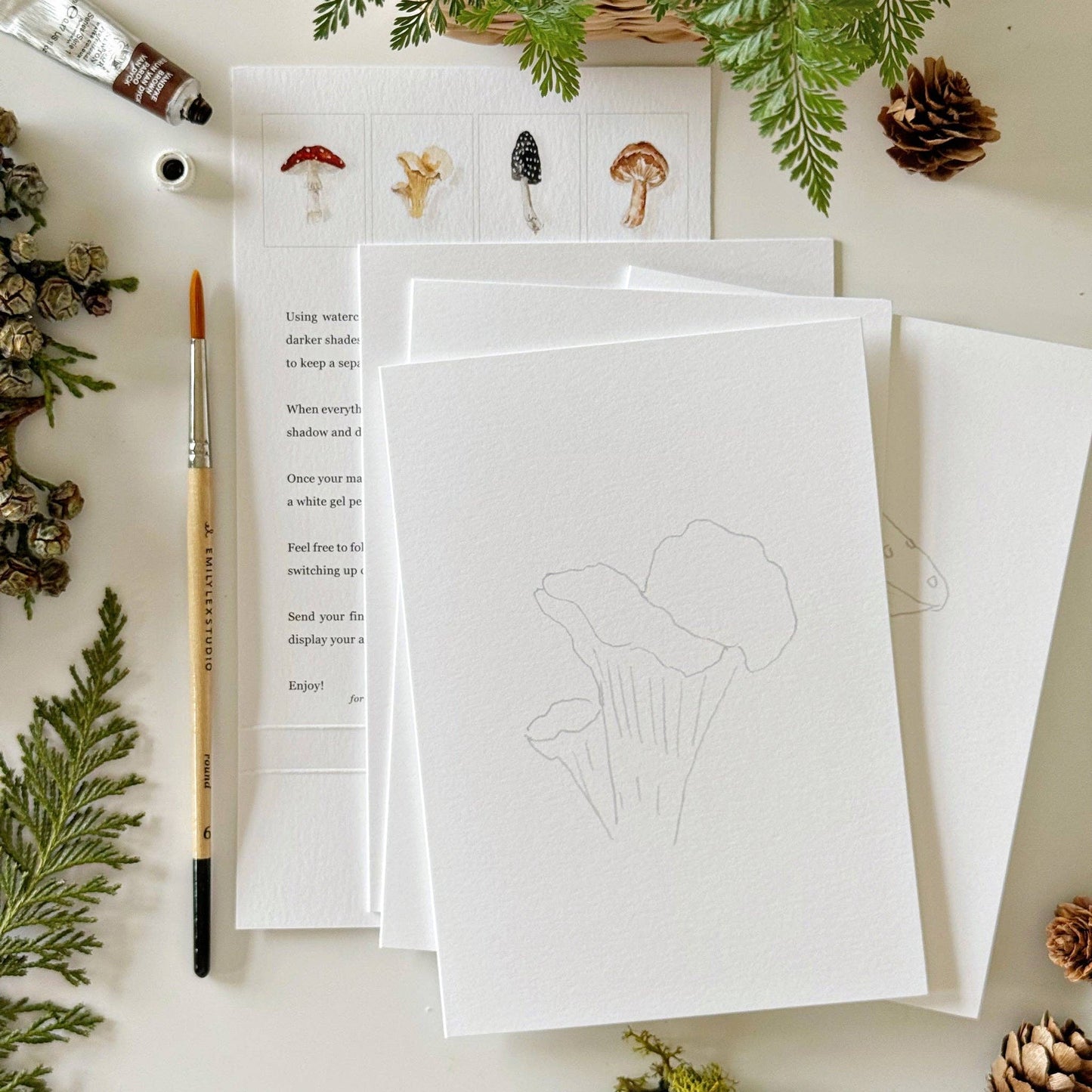emily lex studio - Mushrooms paintable notecards