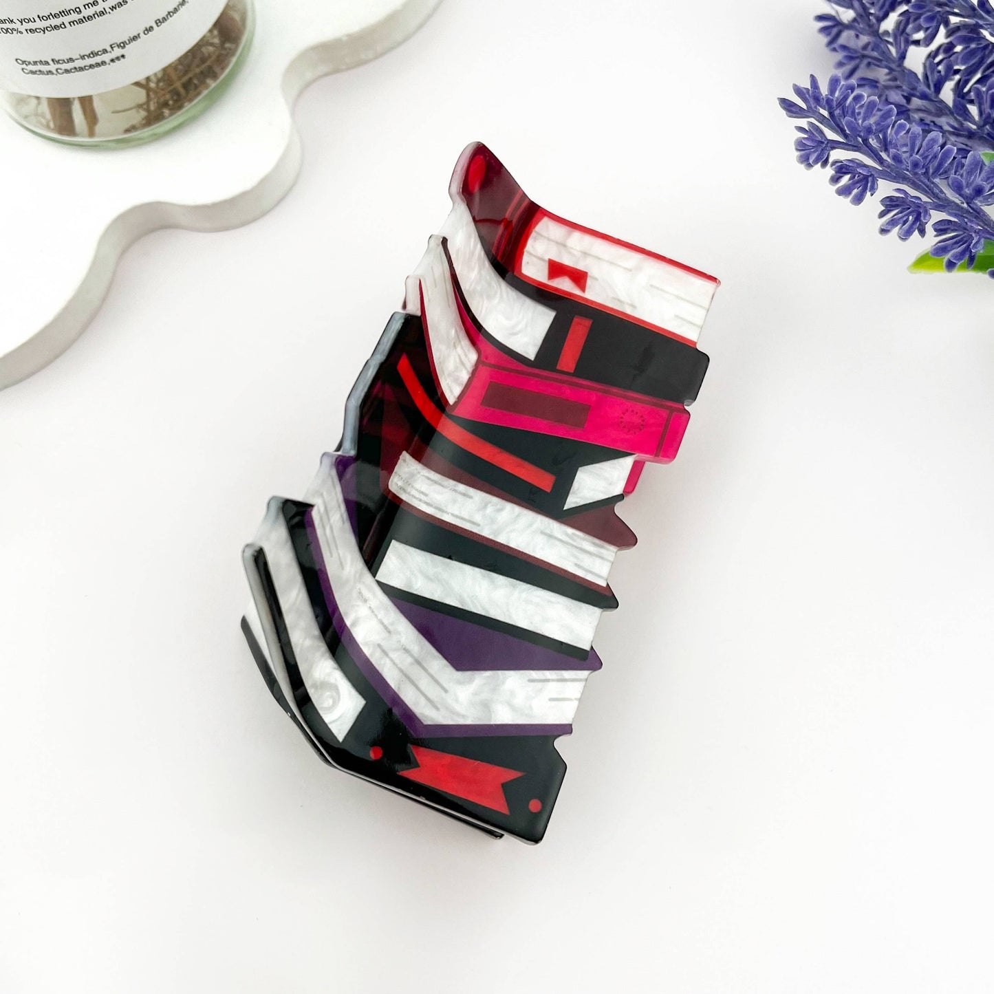 mildstyles - New Stacked Books Print Acrylic Hair Claw Clip: A