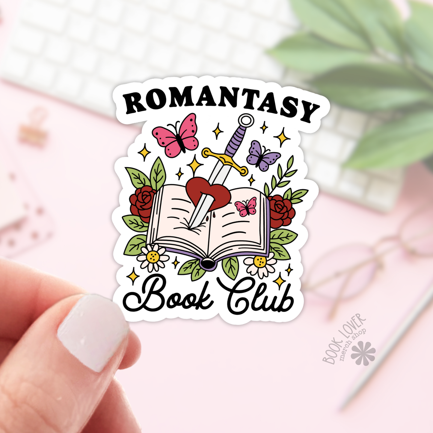 Book Lover Merch Shop - Romantasy Book Club Stickers  / Bookish Merch, Book Lover: Matte 3''
