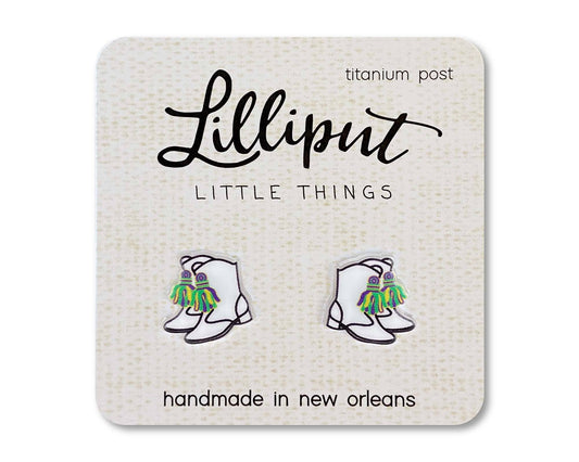 Lilliput Little Things - Majorette Marching Boot Earrings // Mardi Gras