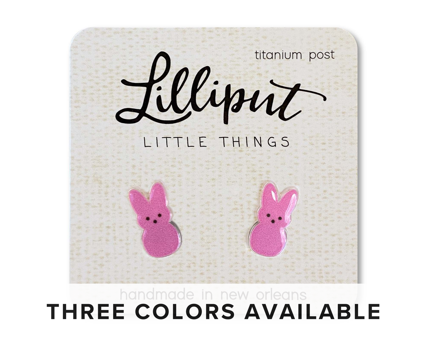 Lilliput Little Things - Marshmallow Easter Bunny Earrings // Easter Earrings: Purple
