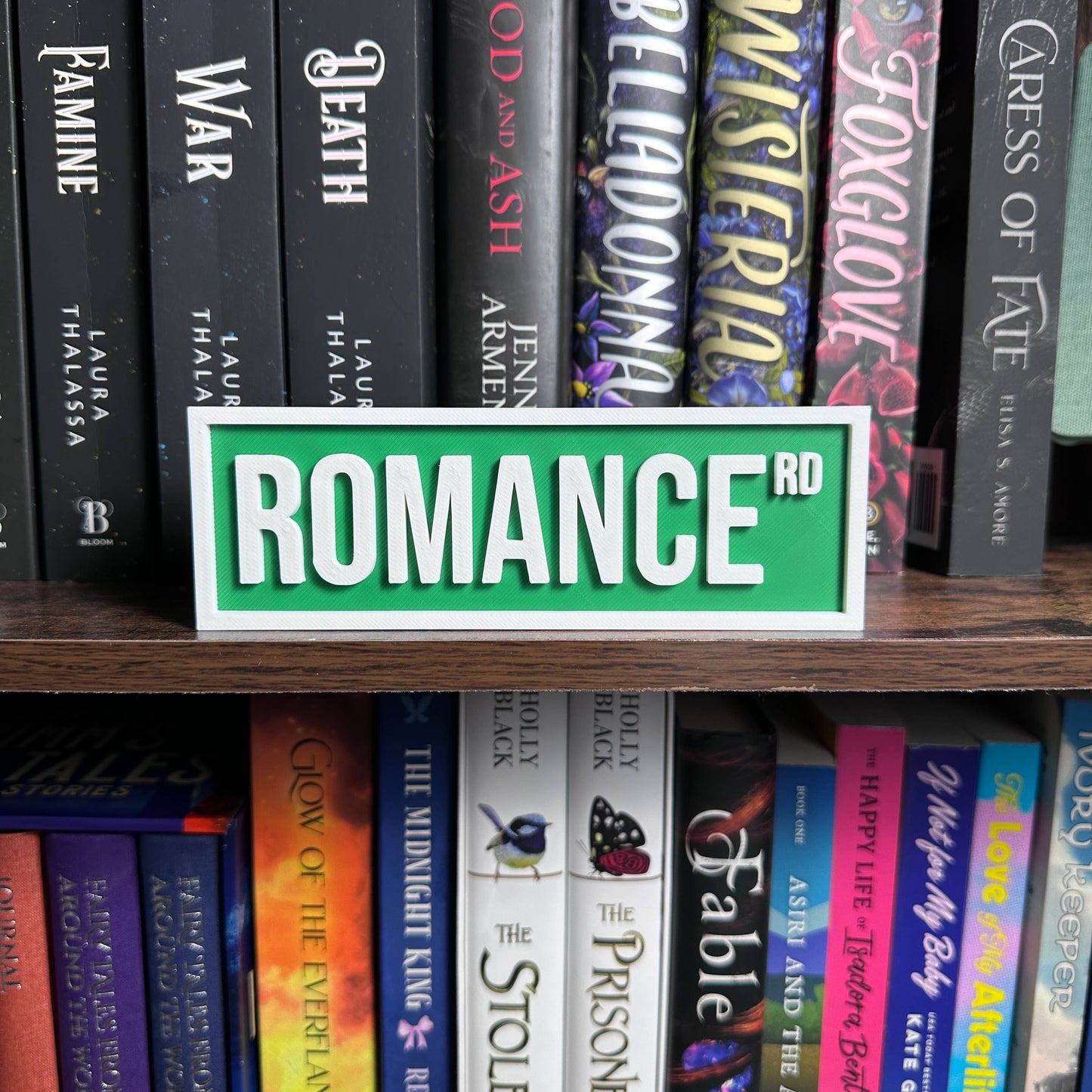 The Crafted Nook - Romance Street Sign | Bookshelf Decor: Magenta