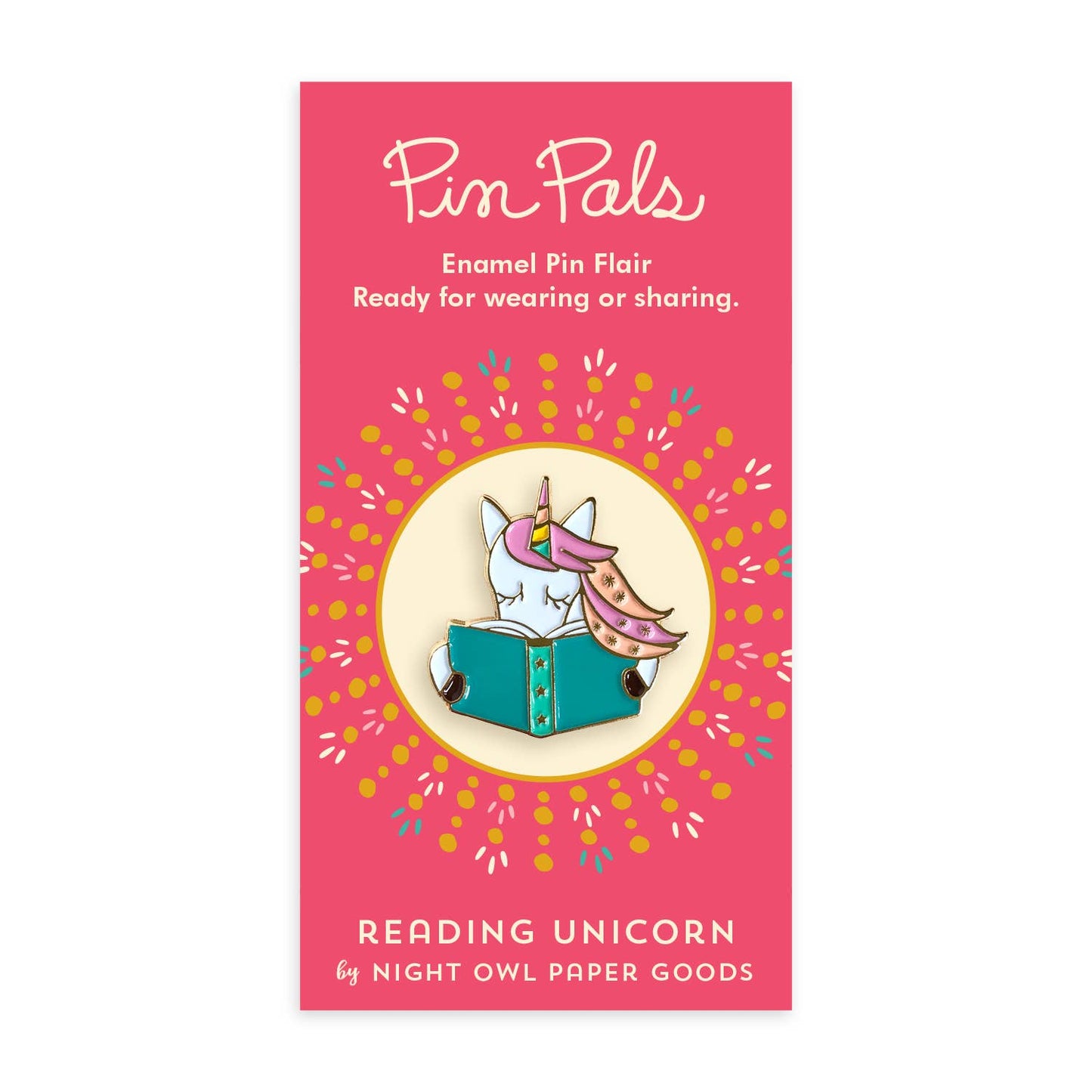 Night Owl Paper Goods - Reading Unicorn Enamel Pin