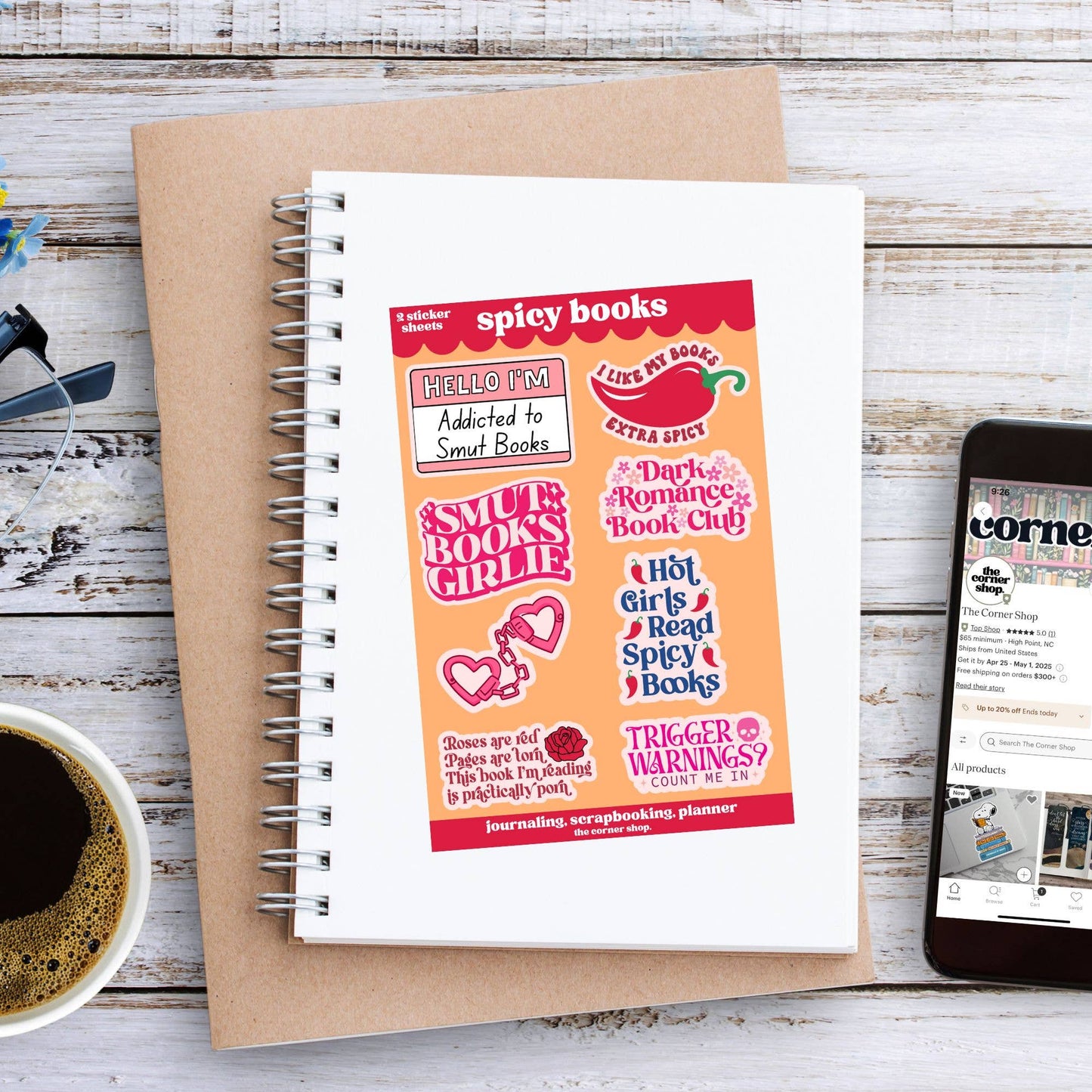 The Corner Shop - Spicy Books Sticker Sheets