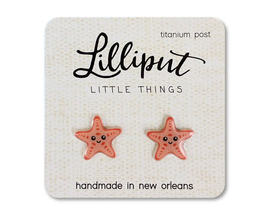Lilliput Little Things - Starfish Earrings: Coral