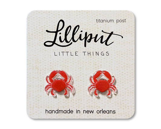 Lilliput Little Things - Crab Earrings // Blue Crab Earrings // Red Crab Earrings: Red / Large Claw