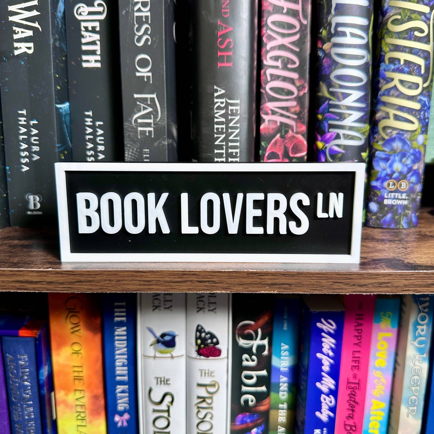 The Crafted Nook - Book Lovers Street Sign | Bookshelf Decor: Purple Pastel