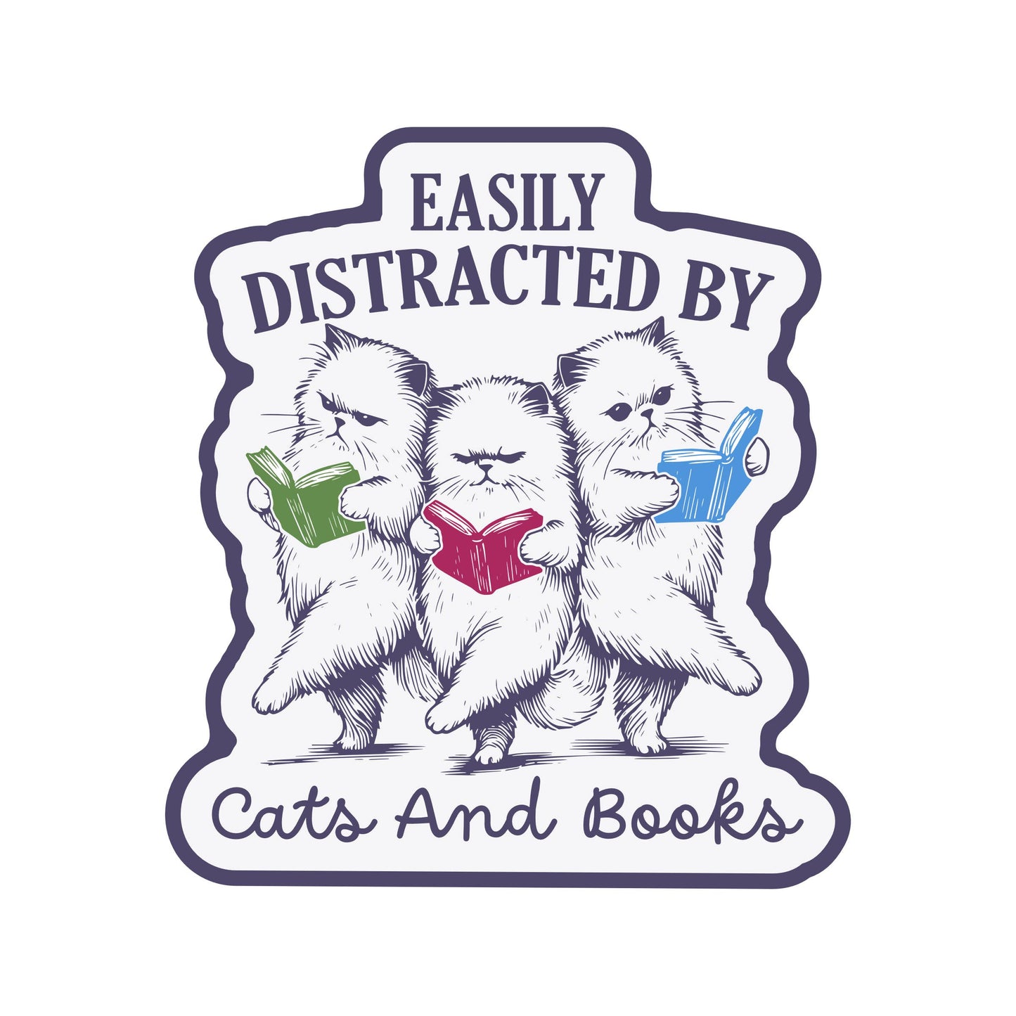 Juju and Moxie - Adorable Kitty Cat Book Read High Quality Vinyl Sticker