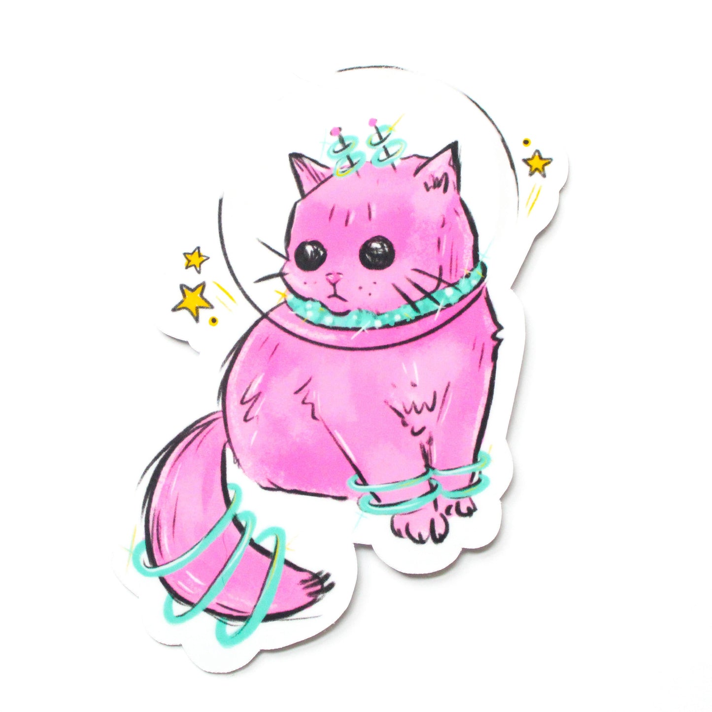Amy Hartelust Art and Illustration - Pink Space Kitty Vinyl Sticker