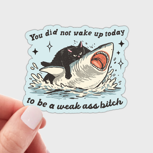 Yarnival - You Did Not Wake Up Today Sticker - shark, black cat, funny