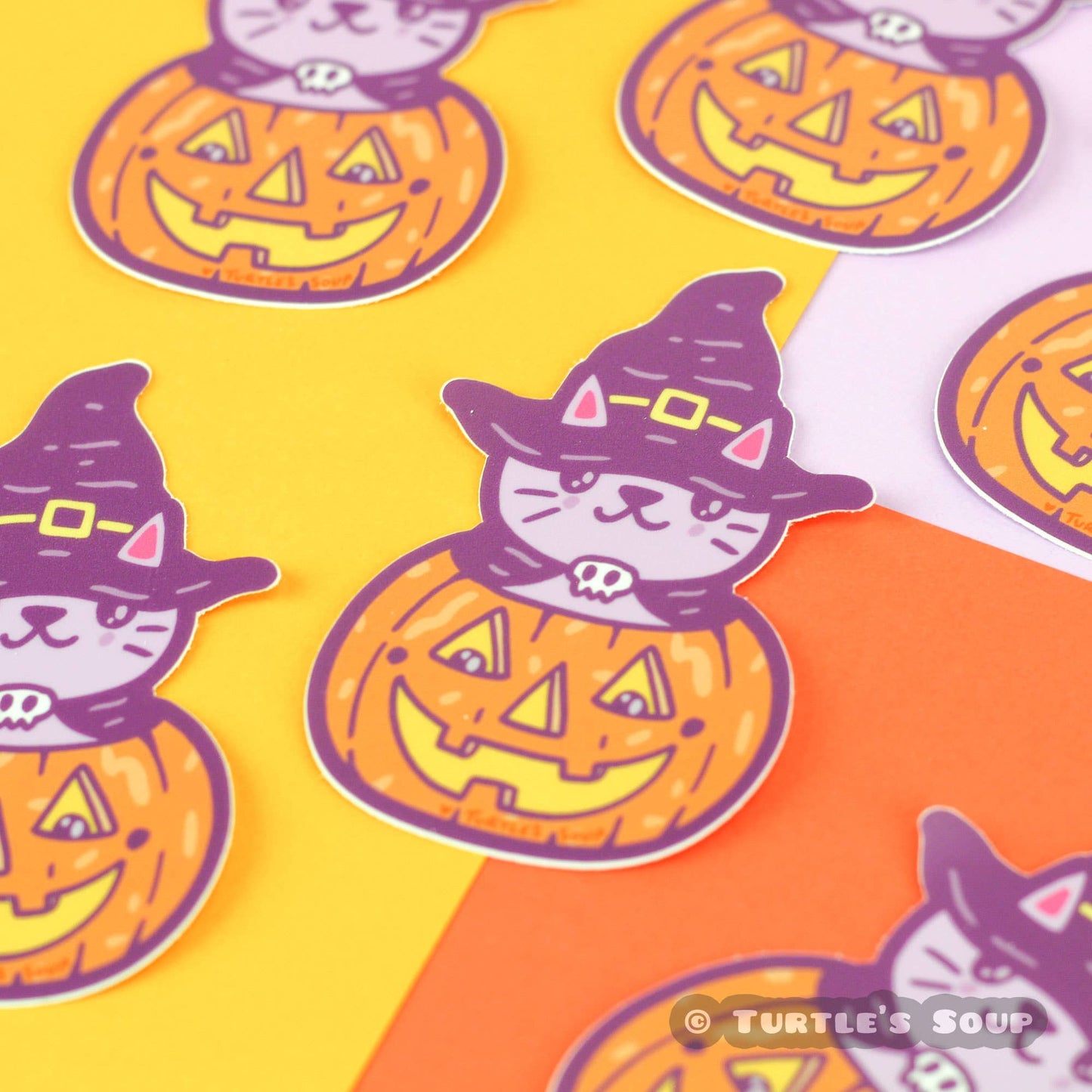 Turtle's Soup - Pumpkin Kitty Autumn Orange Halloween Vinyl Sticker