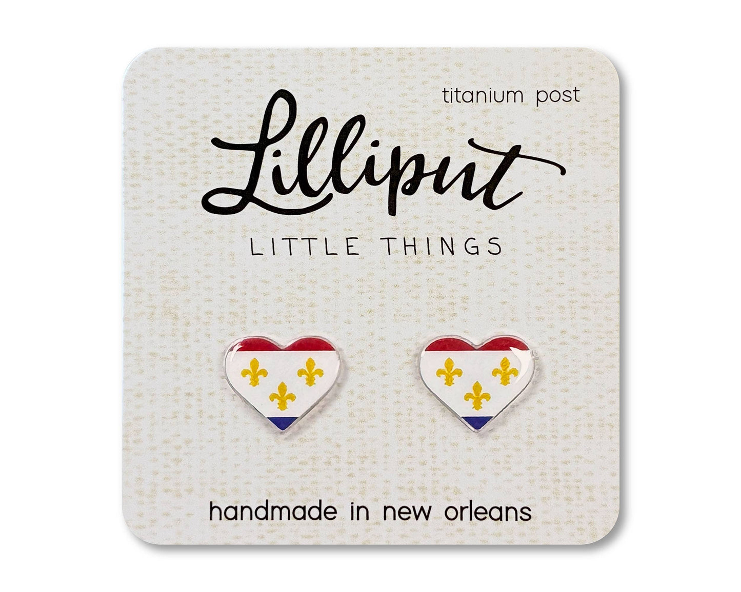 Lilliput Little Things - New Orleans Flag Heart Earrings
