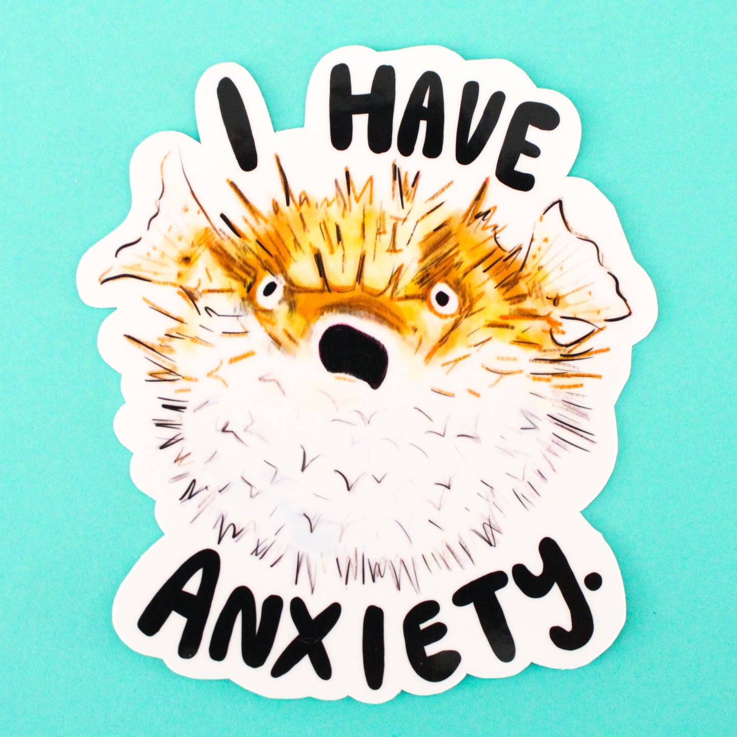 Amy Hartelust Art and Illustration - Anxiety Pufferfish Vinyl Sticker