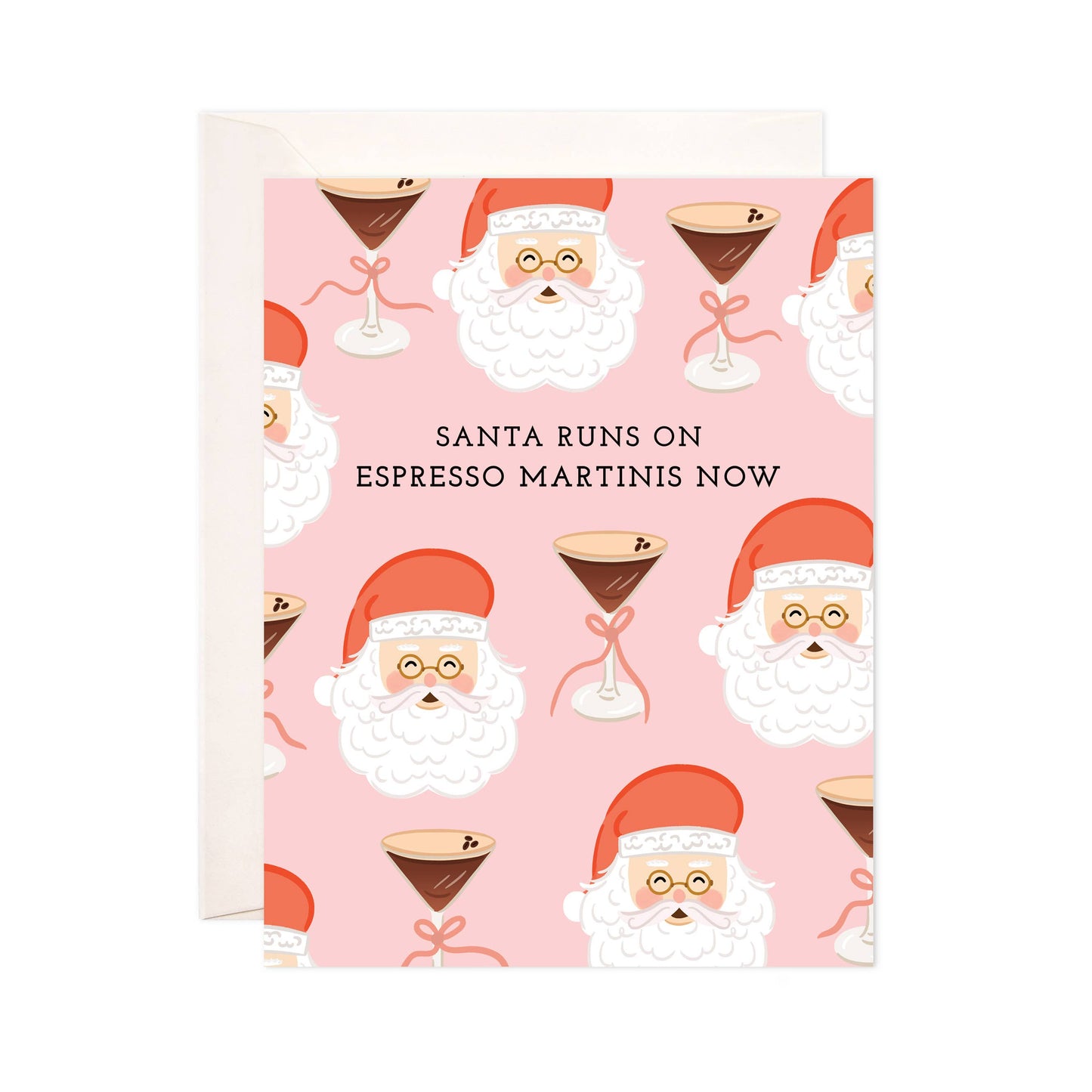 Bloomwolf Studio - Santa Martinis Greeting Card - Funny Christmas Card: Single Card