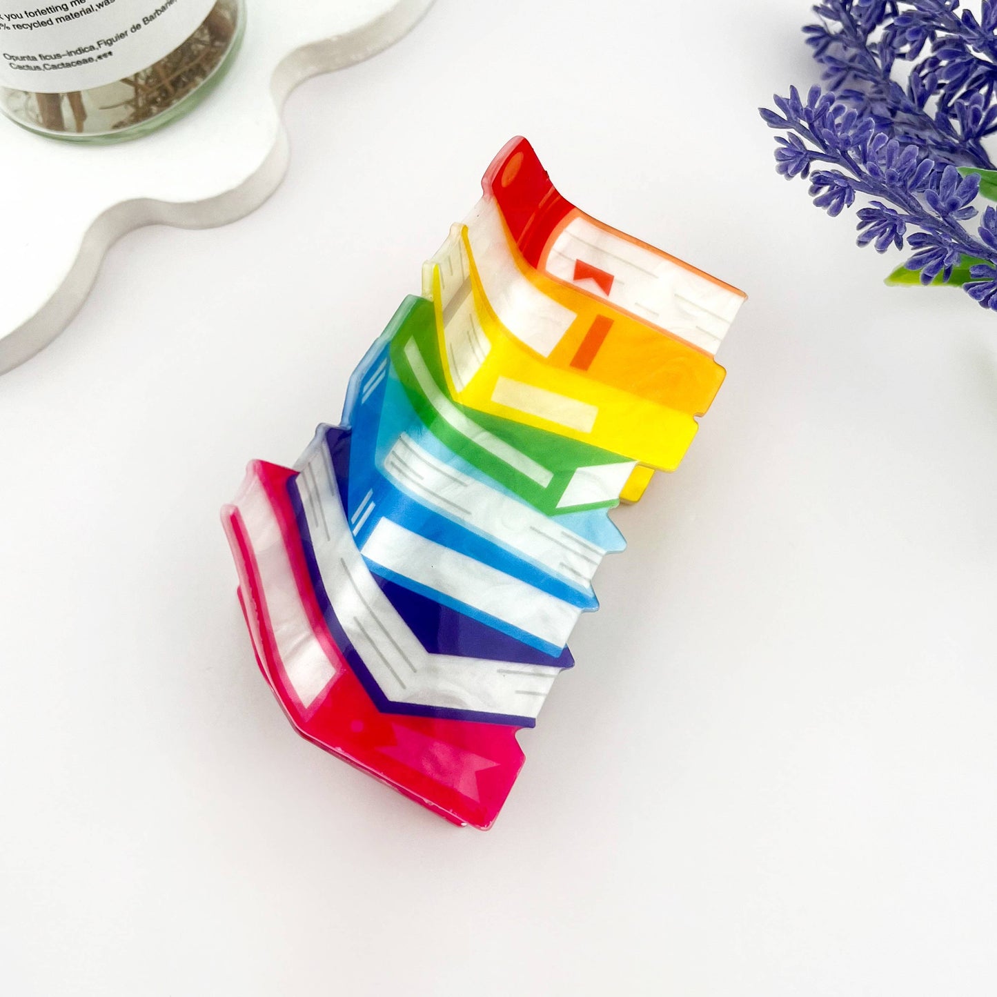 mildstyles - New Stacked Books Print Acrylic Hair Claw Clip: B
