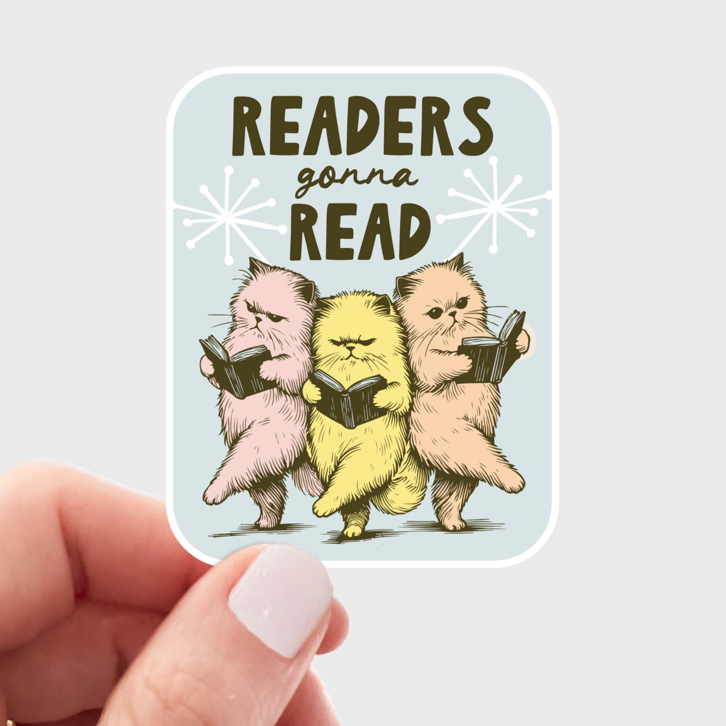 Yarnival - Readers Gonna Read Sticker - books, bookshop, cats, kittens