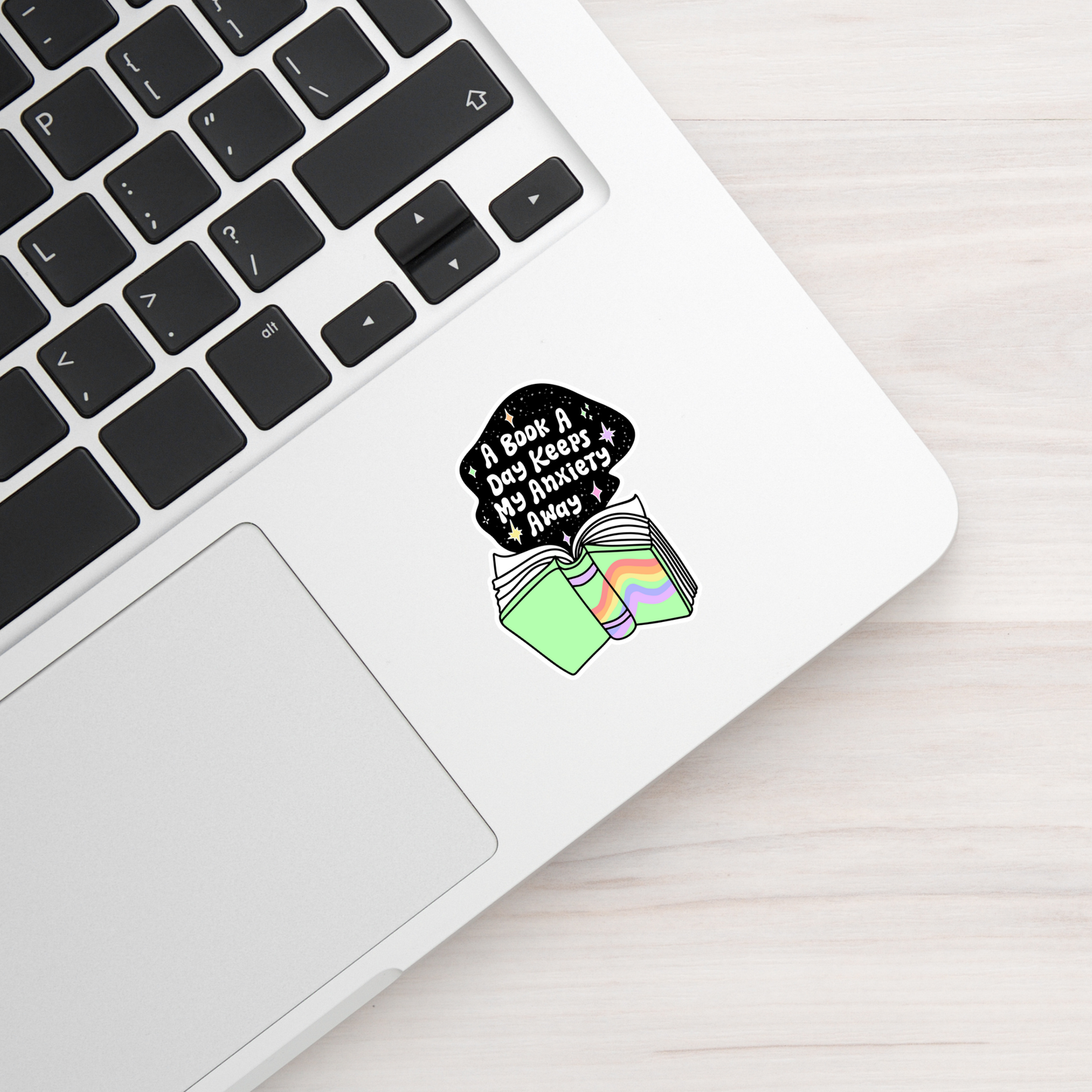 Book Lover Merch Shop - A Book A Day Keeps My Anxiety Away Stickers / Trendy Reading: Matte 3''