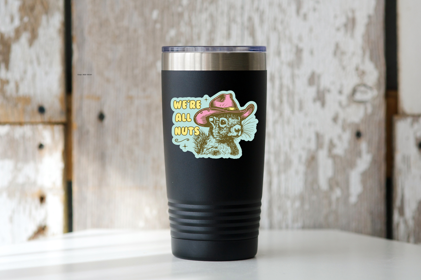 Yarnival - We're All Nuts Sticker - squirrel, cowboy, western, desert