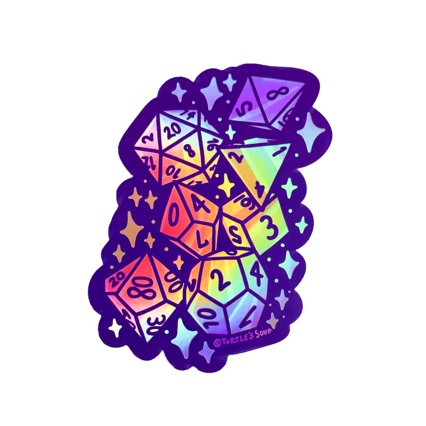 Turtle's Soup - Gamer D20 Board Game Dice  Vinyl Sticker (Holographic)