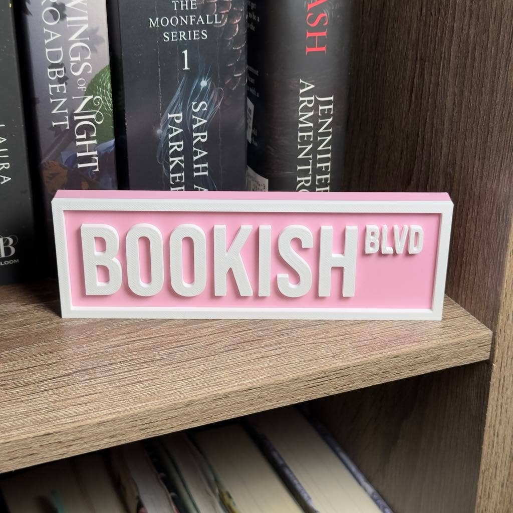 The Crafted Nook - Bookish Street Sign | Bookshelf Decor: Pink Pastel