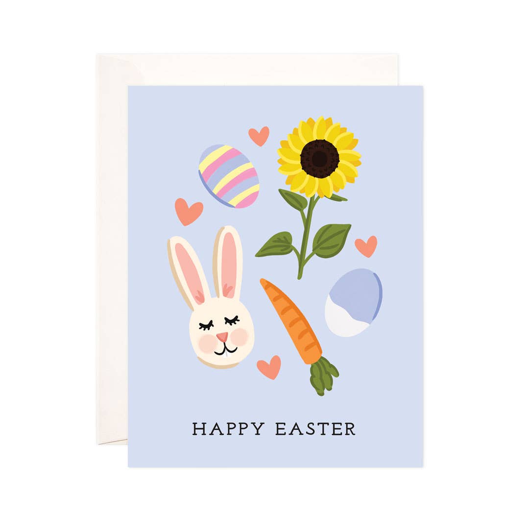 Bloomwolf Studio - Blue Easter Greeting Card - Easter Card: Single Card