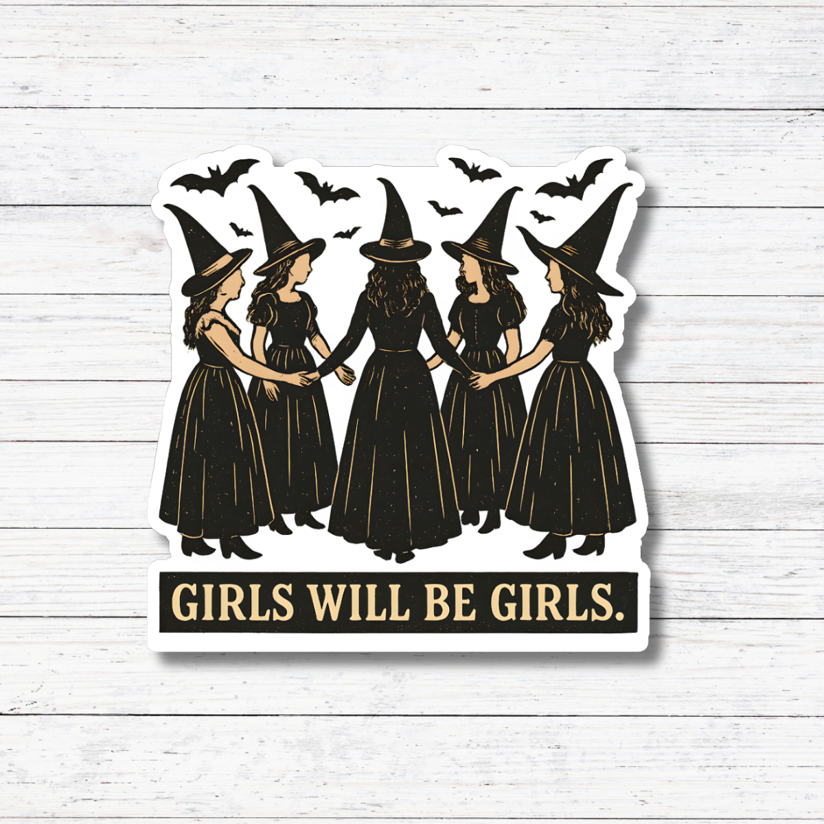 Oily Graphic Creations - Will Be Girls- Retro Halloween Sticker/Magnet: Glossy Vinyl