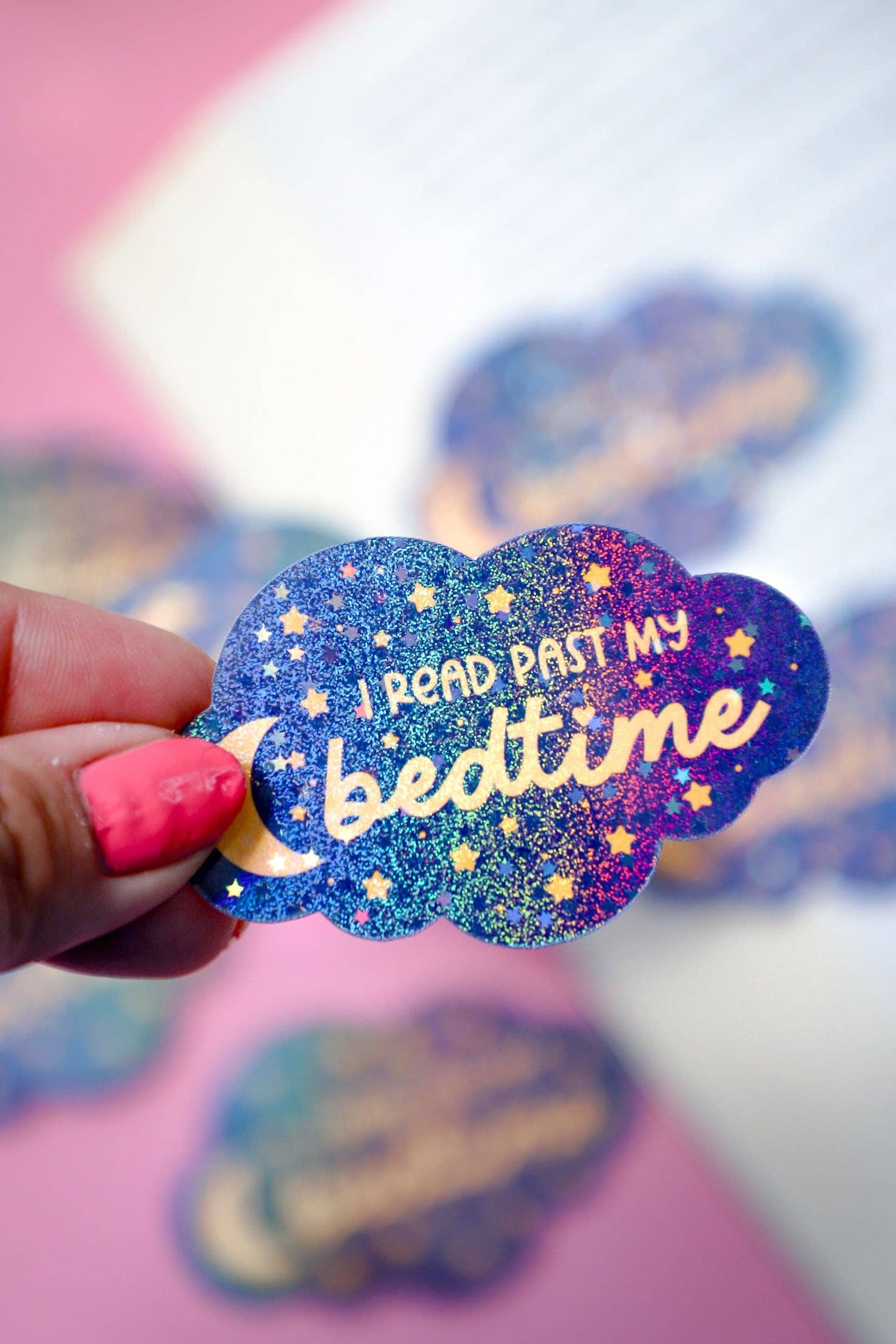 Furever Booked - I Read Past My Bedtime Glitter Sticker