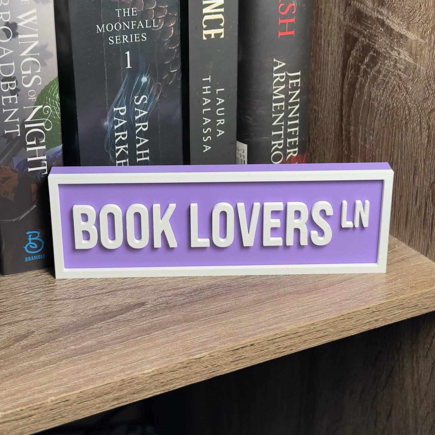 The Crafted Nook - Book Lovers Street Sign | Bookshelf Decor: Lilac Purple