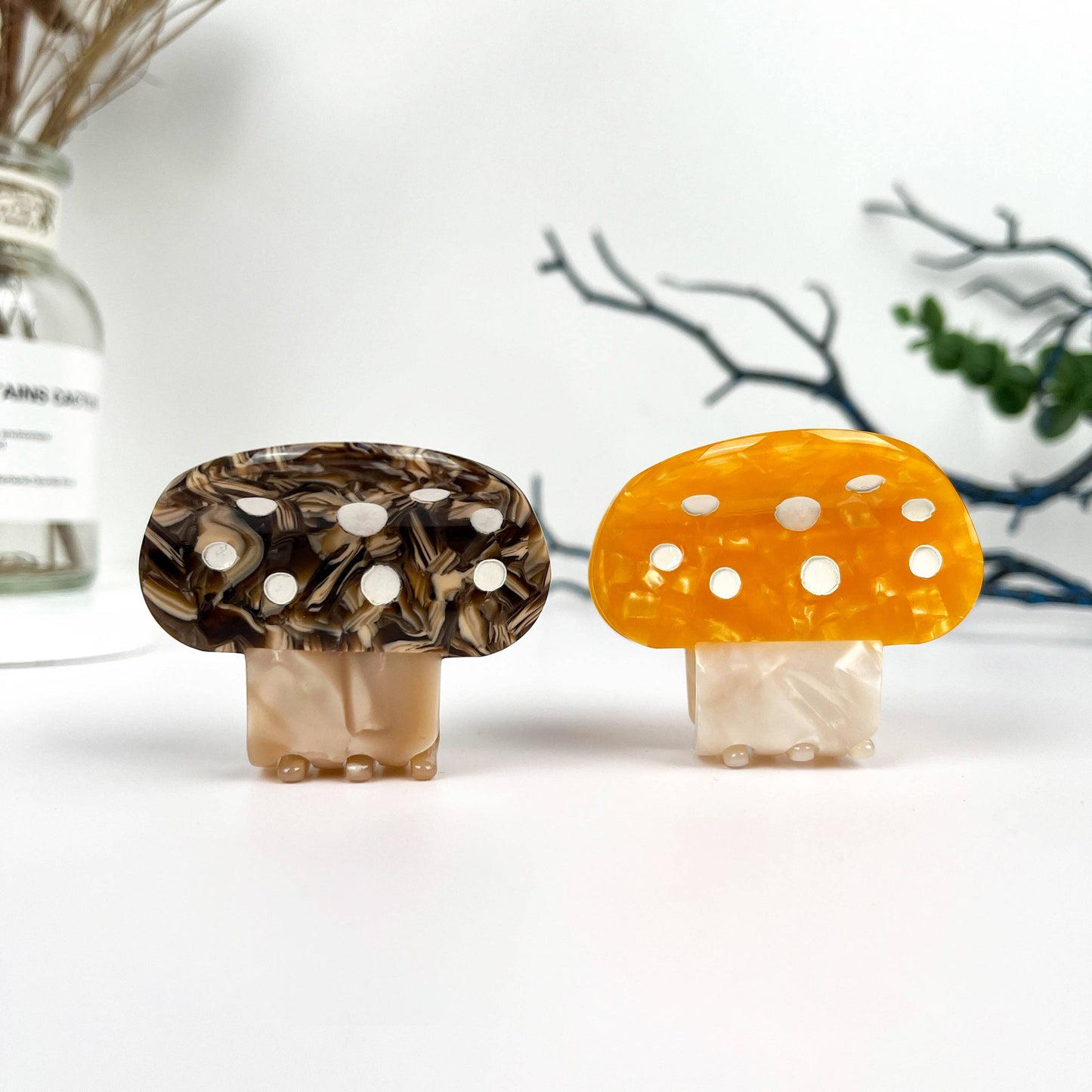 mildstyles - Mushroom Plant Acetate Hair Claw Clip: Brown