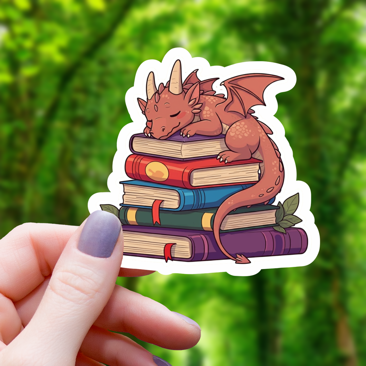 Mimic Gaming Co - Dragon Sleeping on Pile of Books Sticker - 3"