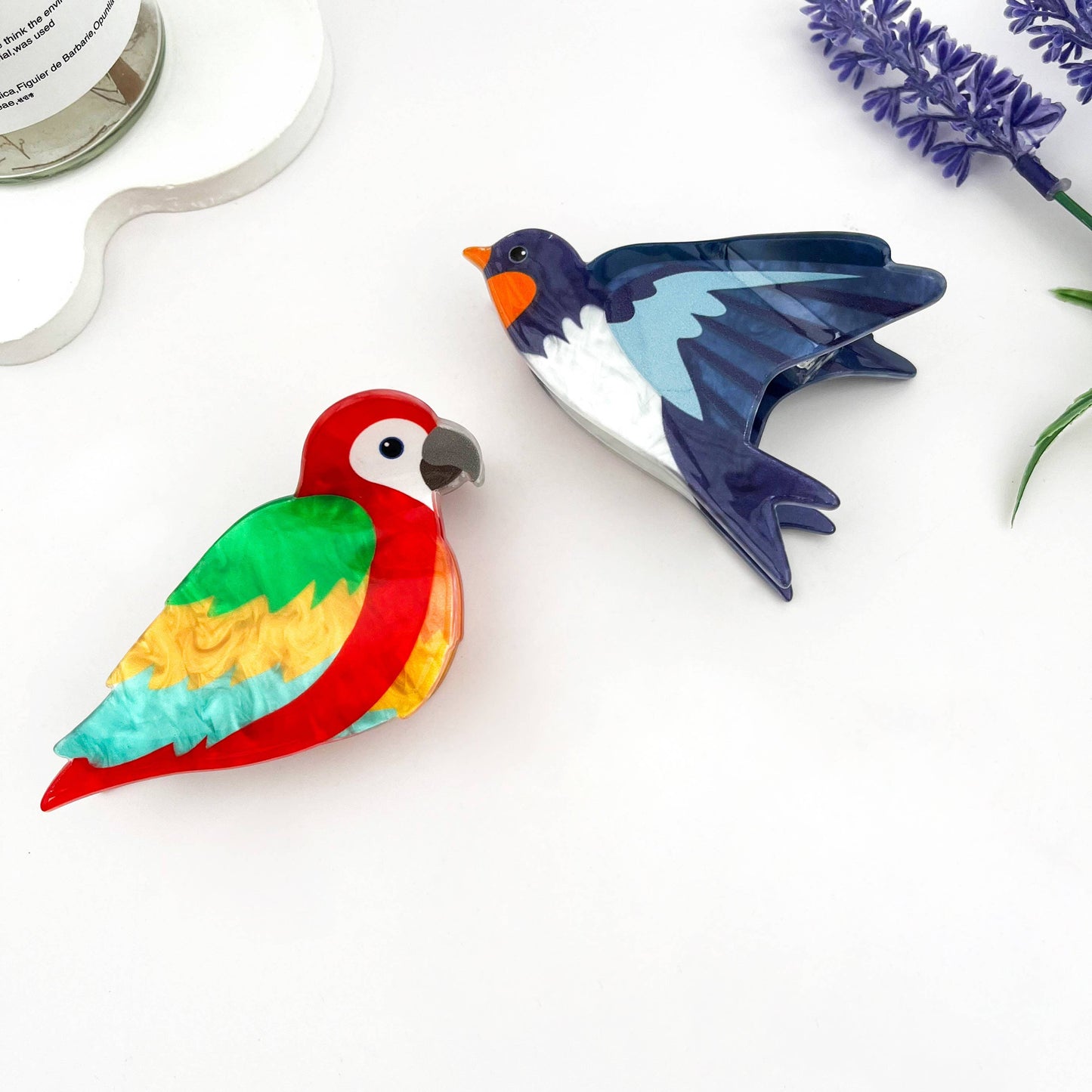 mildstyles - Realistic Parrot & Swallow Colorful Bird Hair Claw Clip: Black