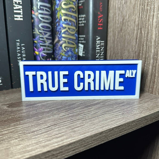The Crafted Nook - True Crime Street Sign | Bookshelf Decor: Blue
