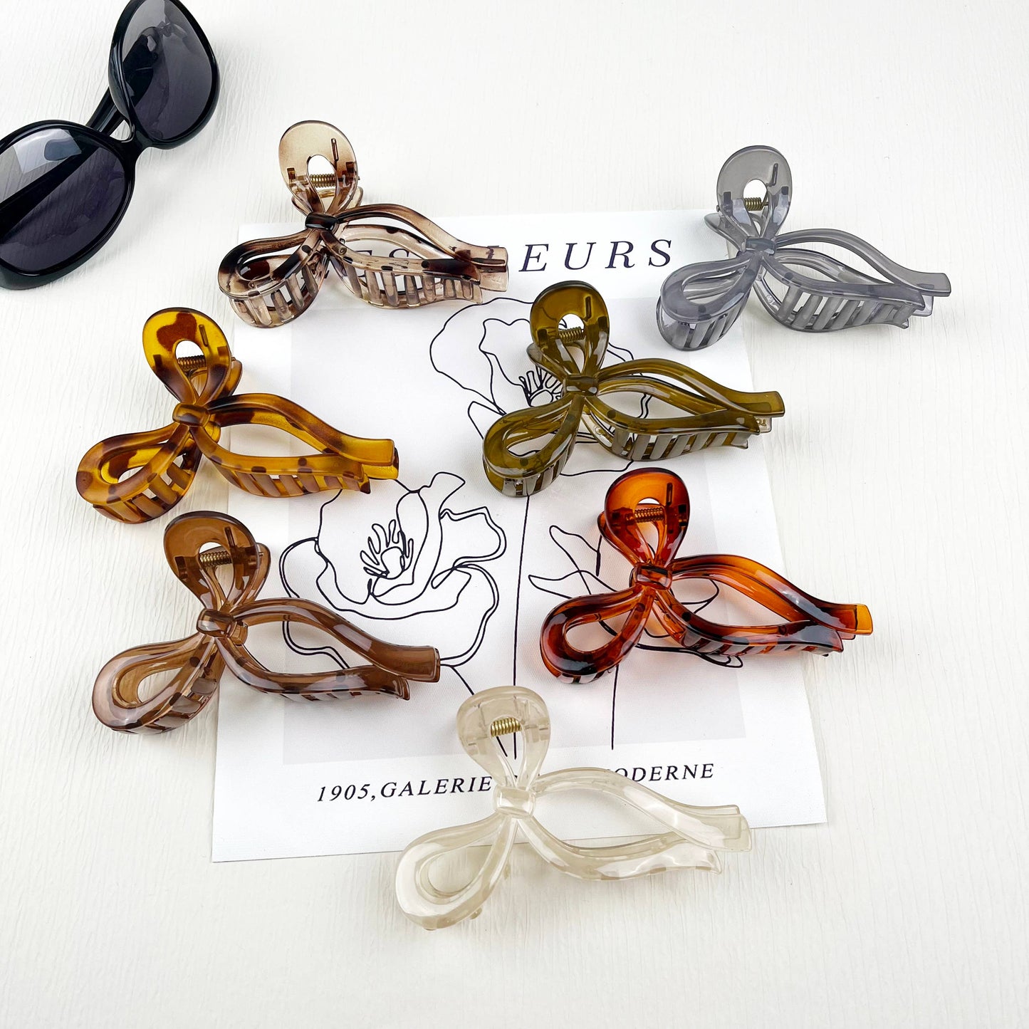 mildstyles - Transparent jelly Bow Large Spring Hair Claw Clips: Green
