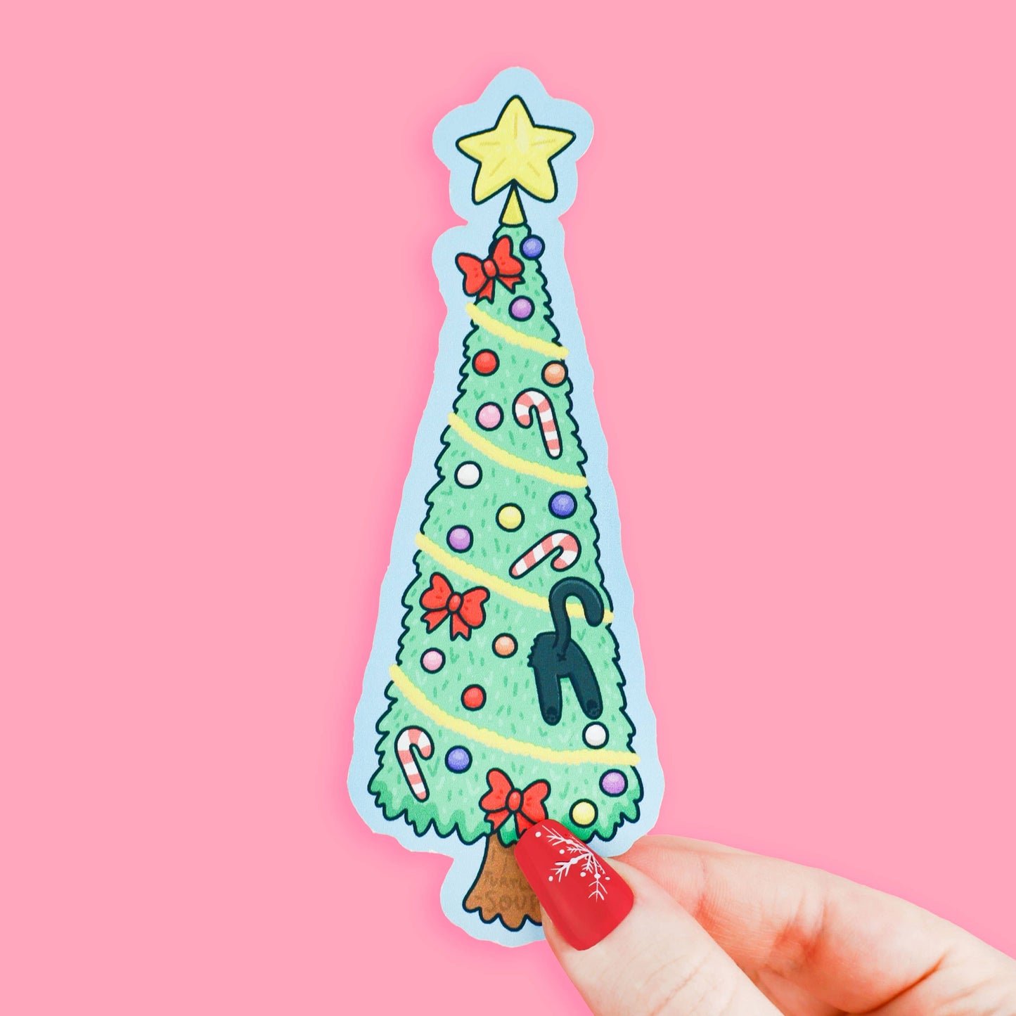Turtle's Soup - Christmas Tree Kitty Reader Gift Bookmark