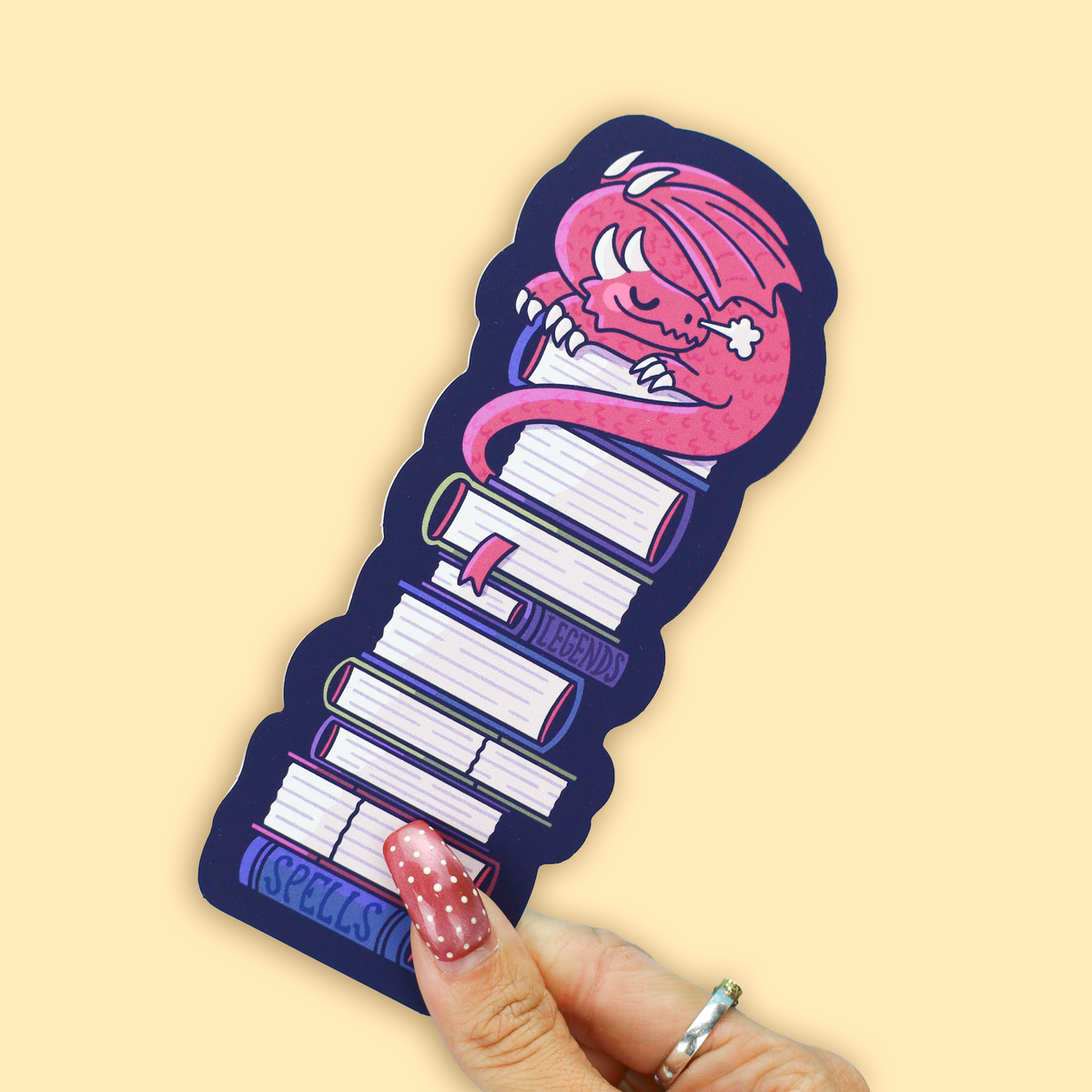 Turtle's Soup - Sleeping Dragon on a Stack of Books Fantasy Bookmark