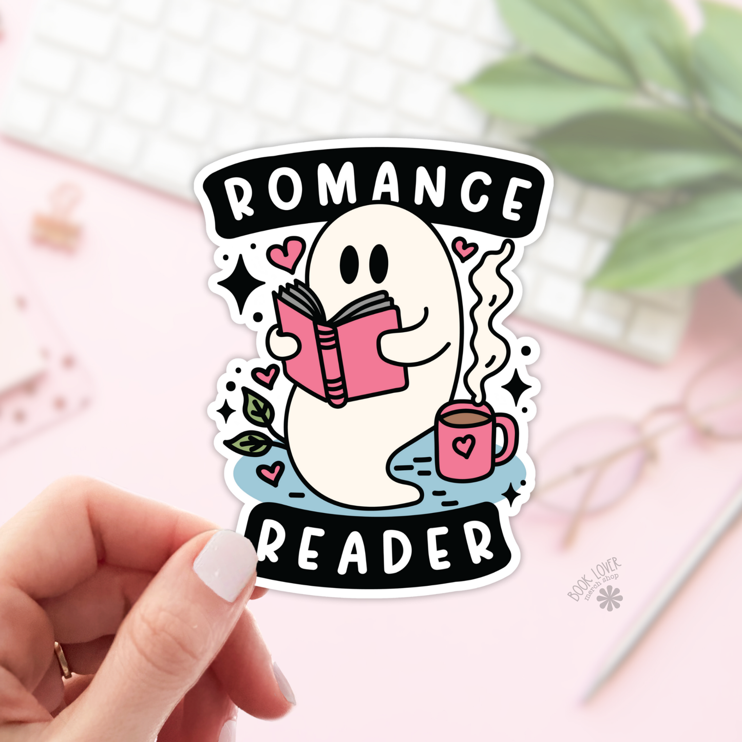 Book Lover Merch Shop - Romance Reader Ghost Stickers / Bookish Stickers: 3''