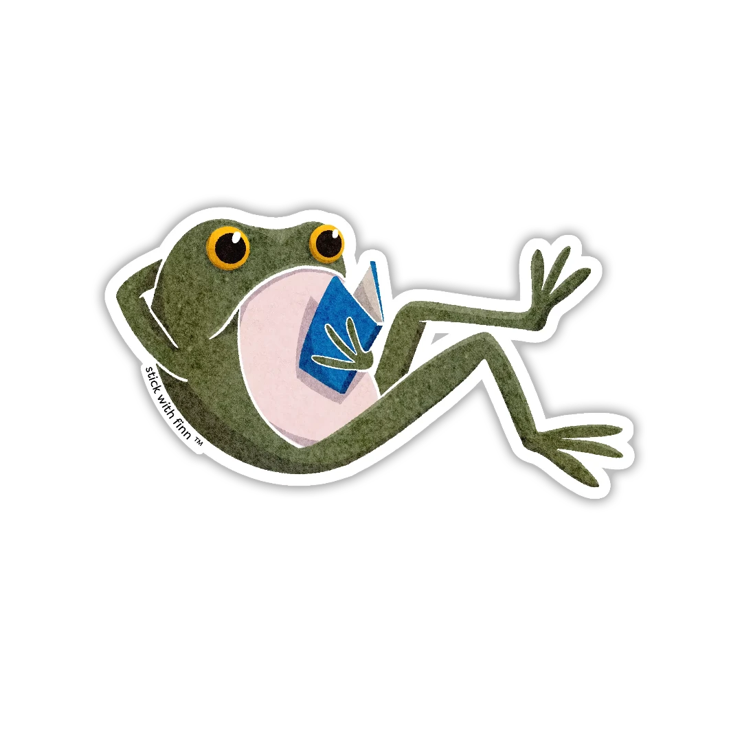 Stick With Finn - Unbothered Frogson Sticker: 2.8 x 1.5 in