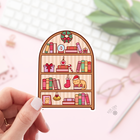 Book Lover Merch Shop - Christmas Bookshelf Stickers / Bookish Stickers / Book Lover: 3''